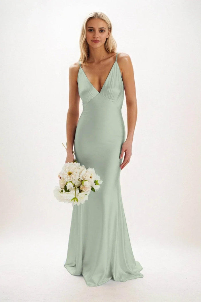 Sheath-Column Maxi Luxe Satin Dress CB0839CS - COCOMELODY