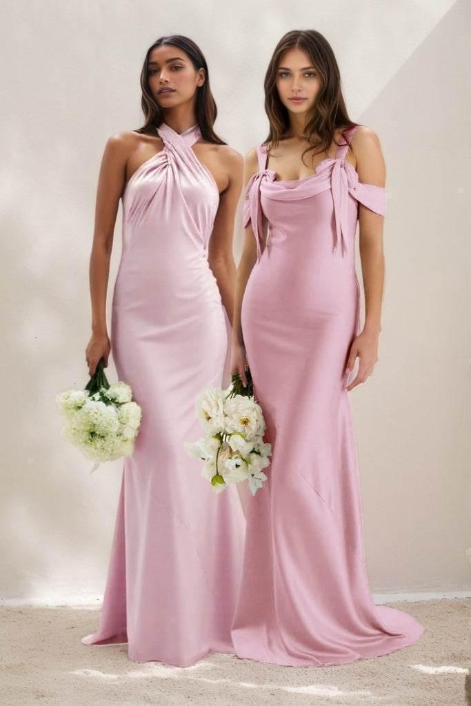 Sheath-Column Maxi Luxe Satin Dress CB0837CS - COCOMELODY