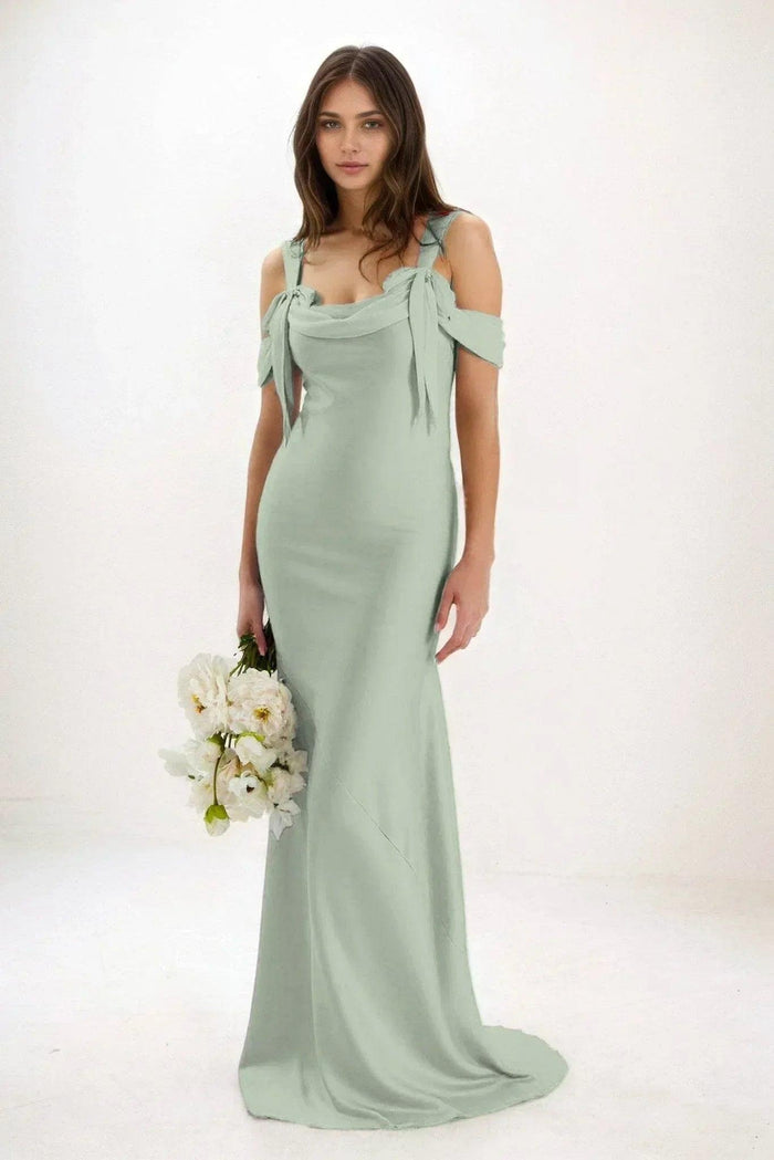 Sheath-Column Maxi Luxe Satin Dress CB0841CS - COCOMELODY