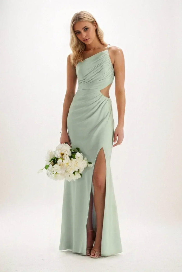 Sheath-Column Maxi Luxe Satin Dress CB084CS - COCOMELODY