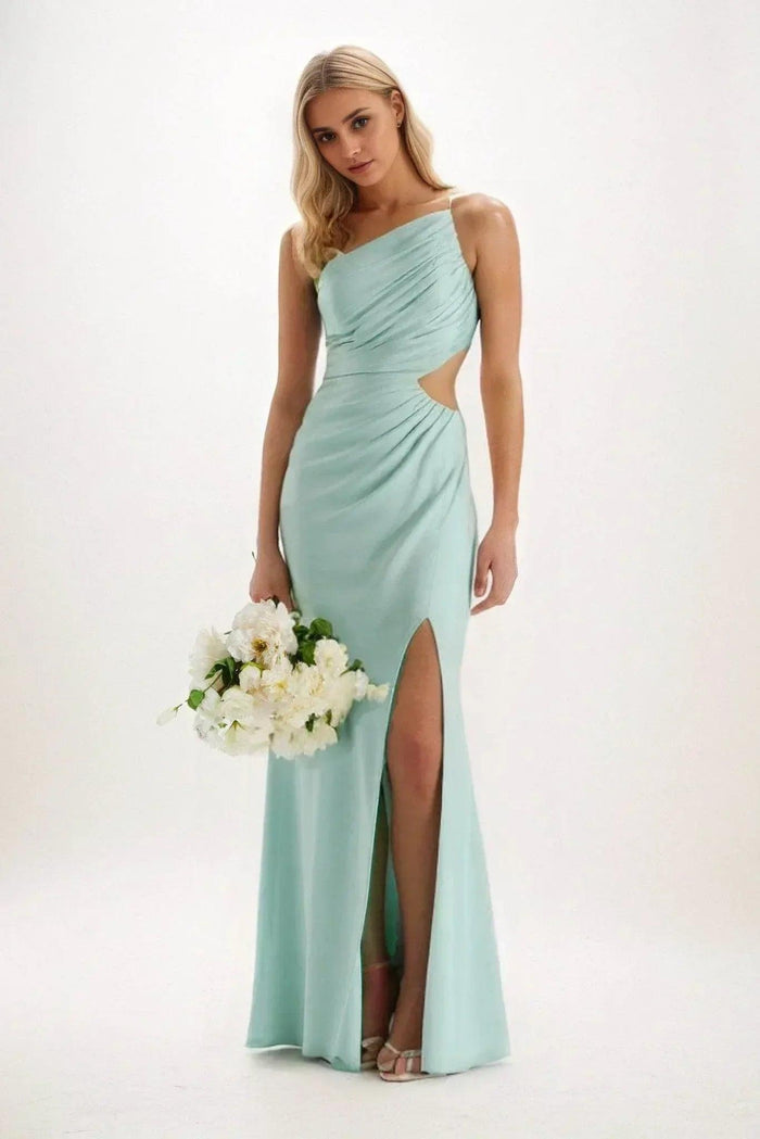 Sheath-Column Maxi Luxe Satin Dress CB084CS - COCOMELODY