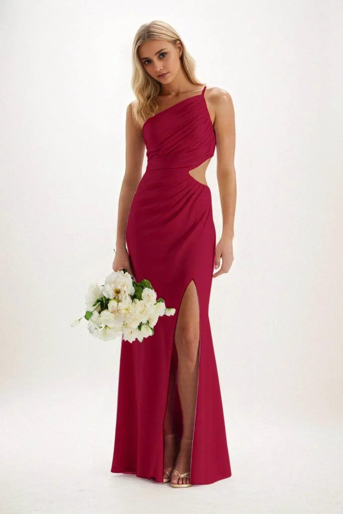 Sheath-Column Maxi Luxe Satin Dress CB084CS - COCOMELODY