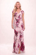 Sheath-Column Maxi Printed Chiffon Mother of the Bride Dress CM0449