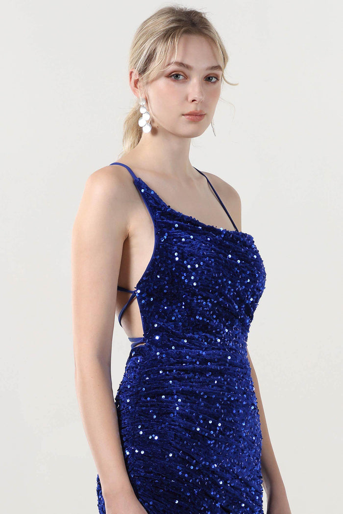 Sheath-Column Maxi Velvet Sequin Formal Dress CS0637 - COCOMELODY