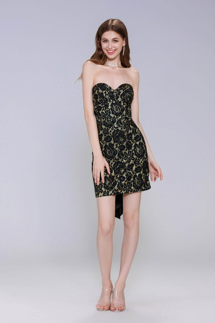 Sheath-Column Mini Lace Homecoming Dress CS0946 - COCOMELODY