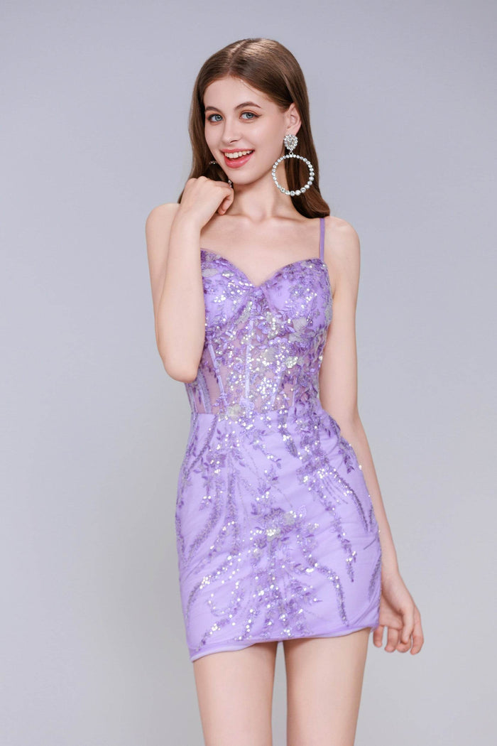 Sheath-Column Mini Sequined Homecoming Dress CS0992 - COCOMELODY