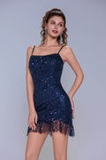 Sheath-Column Mini Sparkle Tulle Homecoming Dress CS1020IS - COCOMELODY