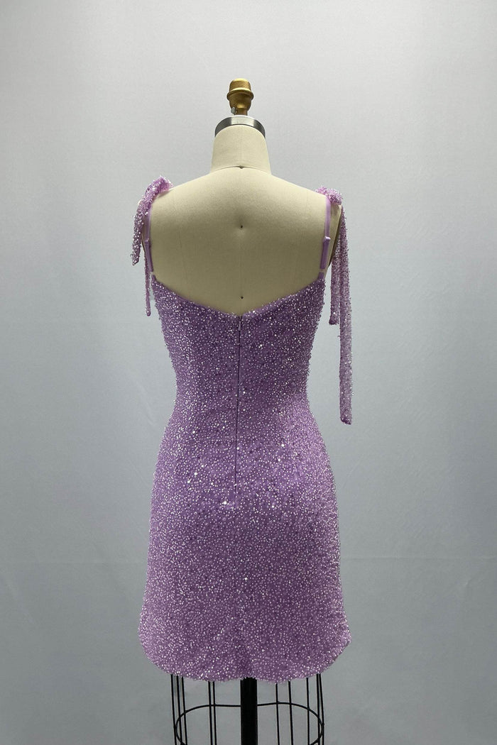 Sheath-Column Mini Sparkle Tulle Homecoming Dress CS1029 - COCOMELODY