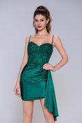 Sheath-Column Mini Stretch Satin Homecoming Dress CS1012 - COCOMELODY