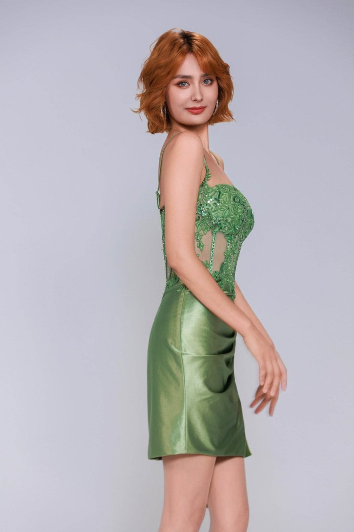 Sheath-Column Mini Stretch Satin Homecoming Dress CS1012 - COCOMELODY