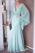 Sheath-Column Sweep-Brush Train Chiffon Mother Dress CM0077 - COCOMELODY
