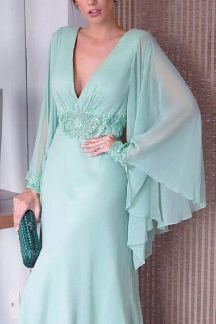 Sheath-Column Sweep-Brush Train Chiffon Mother Dress CM0077 - COCOMELODY