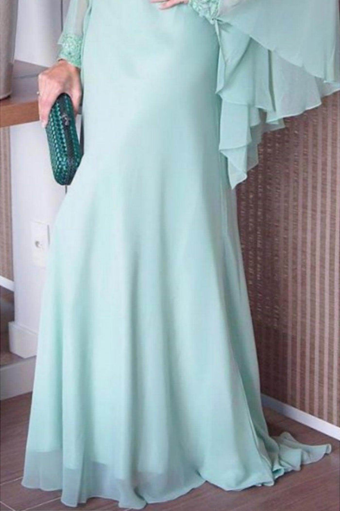Sheath-Column Sweep-Brush Train Chiffon Mother Dress CM0077 - COCOMELODY
