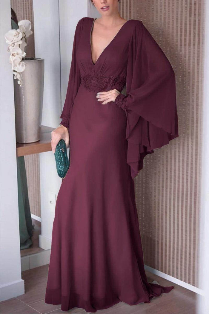 Sheath-Column Sweep-Brush Train Chiffon Mother Dress CM0077 - COCOMELODY