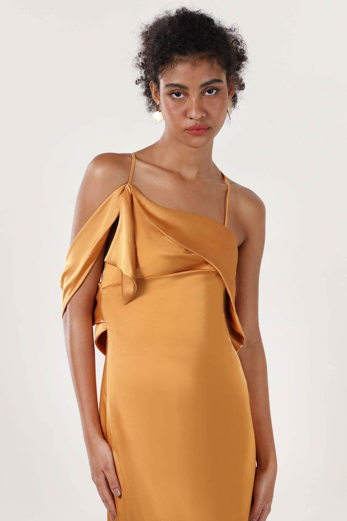 Sheath-Column Sweep-Brush Train Luxe Satin Formal Dress CS0598CR - COCOMELODY