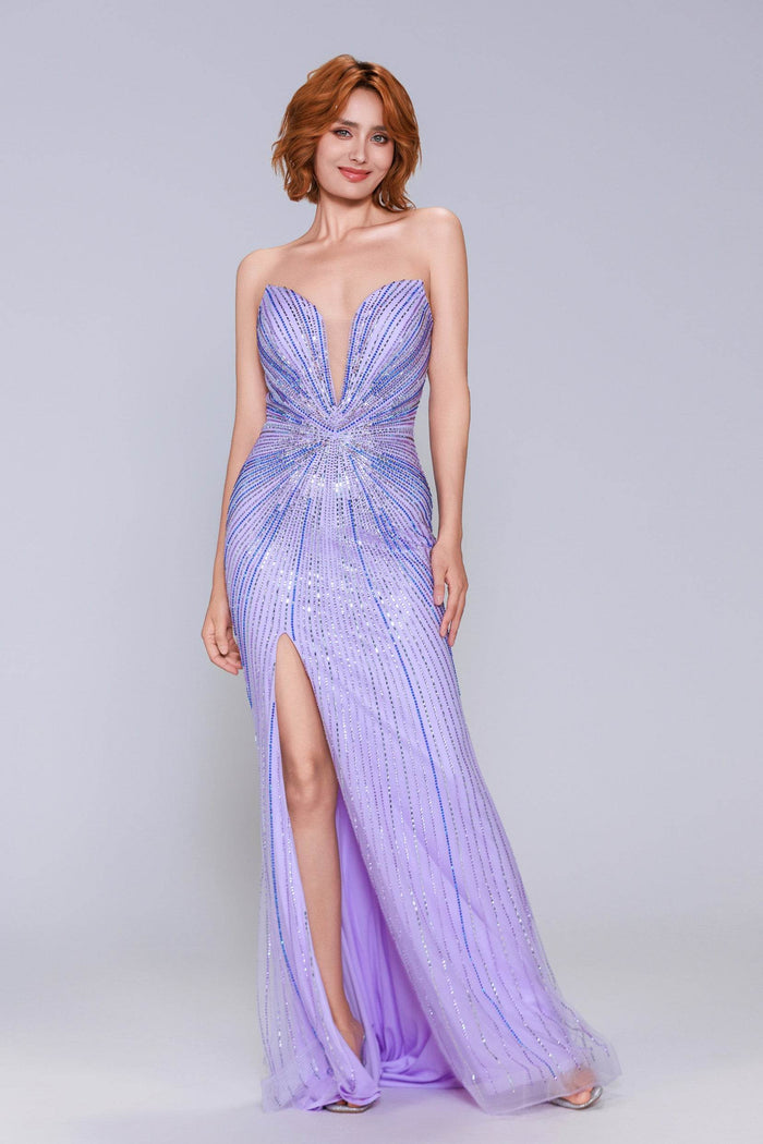 Sheath-Column Sweep-Brush Train Sequined Prom Dress CS1068 - COCOMELODY