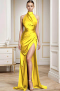 Sheath-Column Sweep-Brush Train Silk-Like Prom Dress CS0397 - COCOMELODY