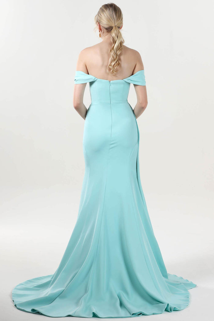 Sheath-Column Sweep-Brush Train Stretch Crepe Formal Dress CS0592 - COCOMELODY