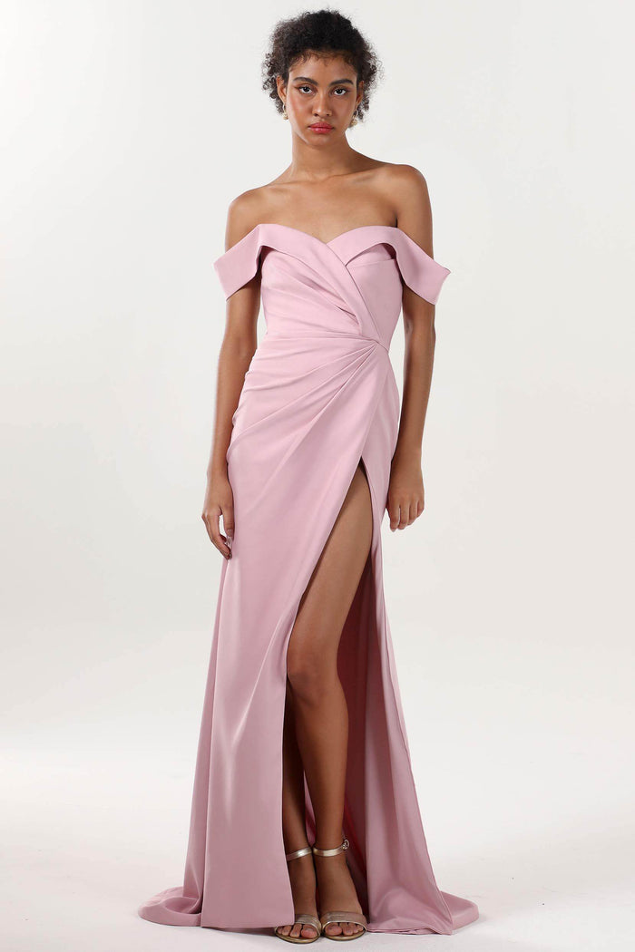 Sheath-Column Sweep-Brush Train Stretch Crepe Formal Dress CS0595 - COCOMELODY