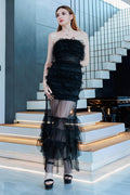 Sheath-Column Tea Length Tulle Prom Dress CS0490 - COCOMELODY