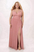 Sheath Floor Length Chiffon and Lace Bridesmaid Dress PR3554PS - COCOMELODY