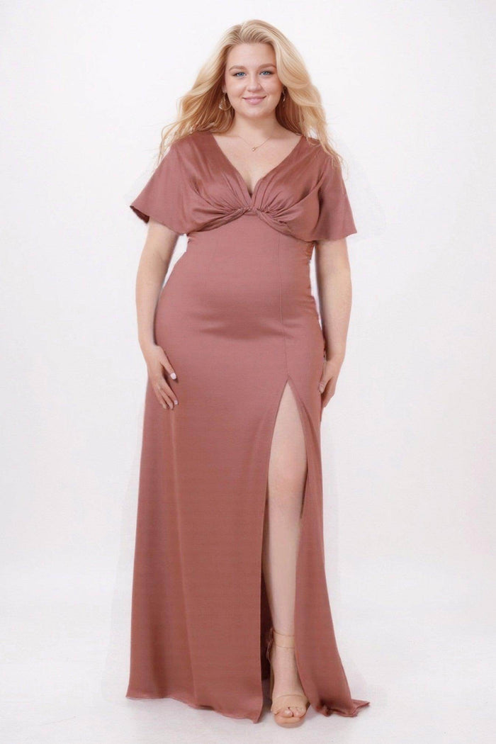 Sheath Floor Length Luxe Satin Bridesmaid Dress Formal Dresses CB0584PS - COCOMELODY