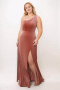 Sheath Sweep-Brush Train Velvet Bridesmaid Dress Formal Dresses CB0537PS - COCOMELODY