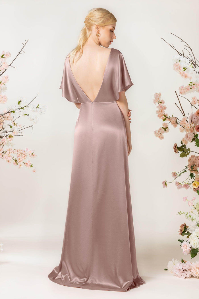 Sheath Sweep Luxe Satin Bridesmaid Dress Formal Dresses CB0505PS - COCOMELODY