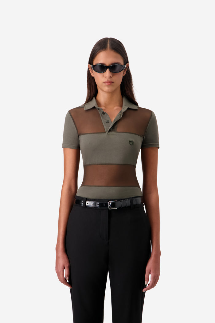 Sheer Striped Polo