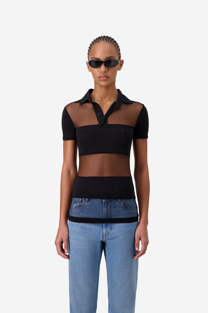 Sheer Striped Polo