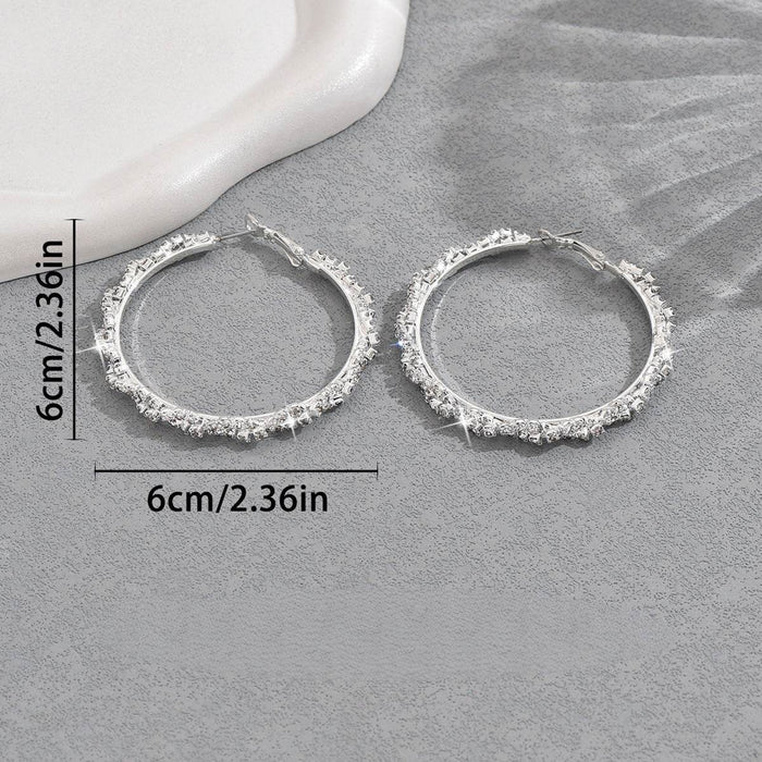Shining Rhinestone Hoop Earrings 887668115556 - COCOMELODY