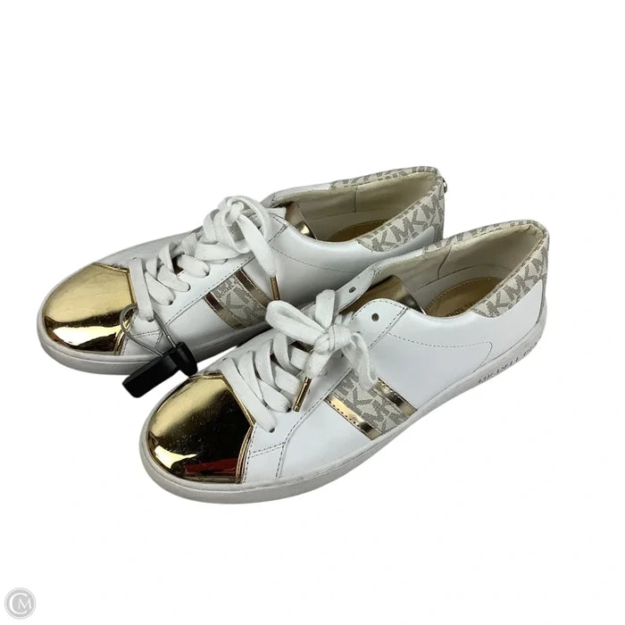 Shoes Sneakers By Michael By Michael Kors In Gold & White, Size: 8