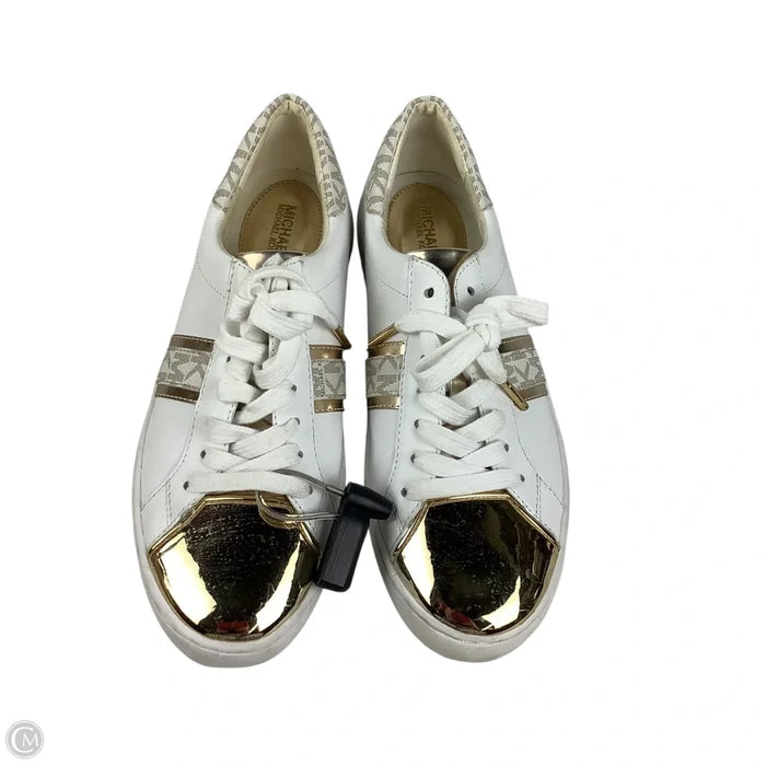 Shoes Sneakers By Michael By Michael Kors In Gold & White, Size: 8
