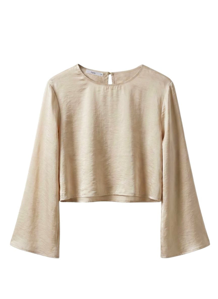Blouses APLA Sigma Wrinkle Crop Top Beige Apoella