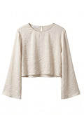 Tops APLA Sigma Wrinkle Crop Top Ecru Apoella