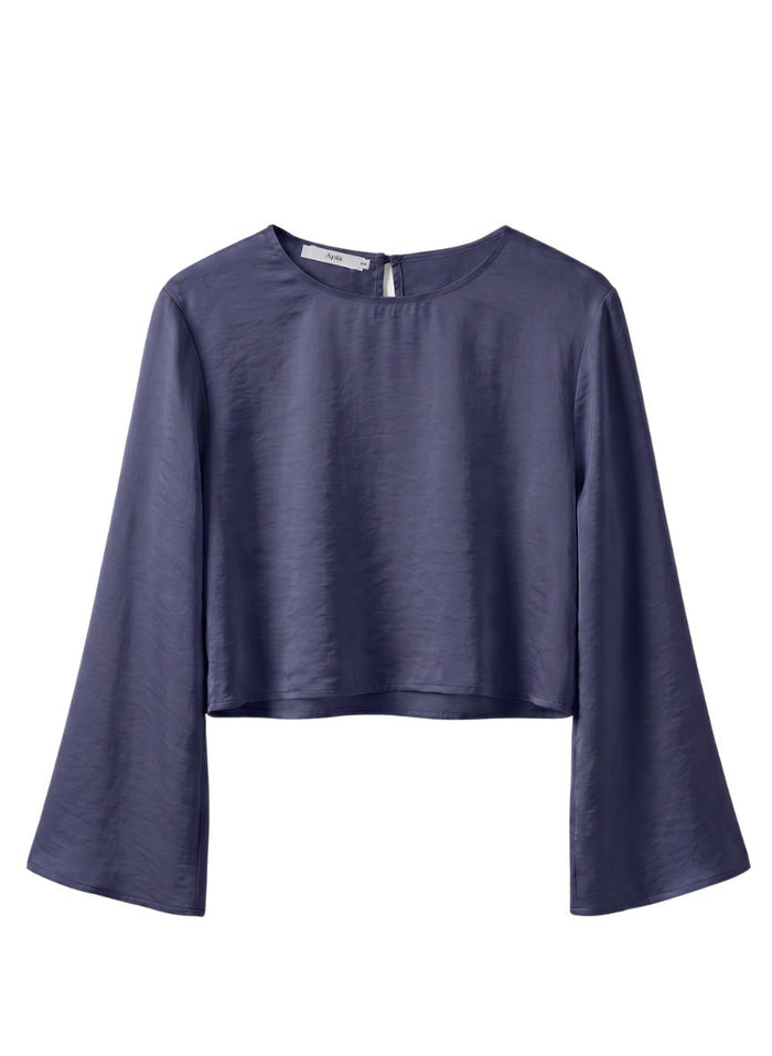 Blouses APLA Sigma Wrinkle Crop Top Navy Apoella