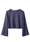 Blouses APLA Sigma Wrinkle Crop Top Navy Apoella