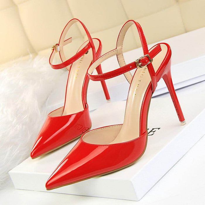 Silver Metallic Slingback Heel Sandals 552220831213 - COCOMELODY