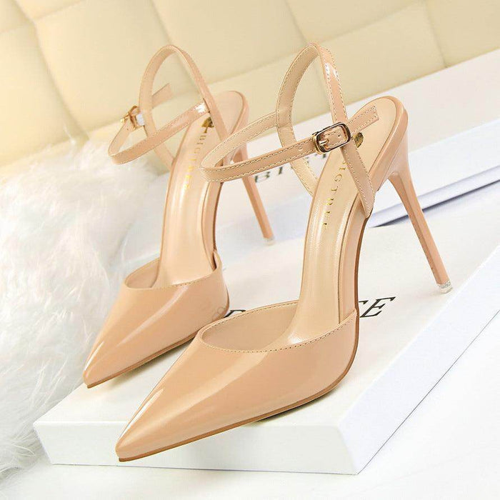 Silver Metallic Slingback Heel Sandals 552220831213 - COCOMELODY