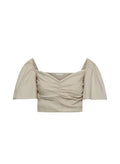Tops APOELLA Sonia Crop Puff Sleeve Top Beige Apoella