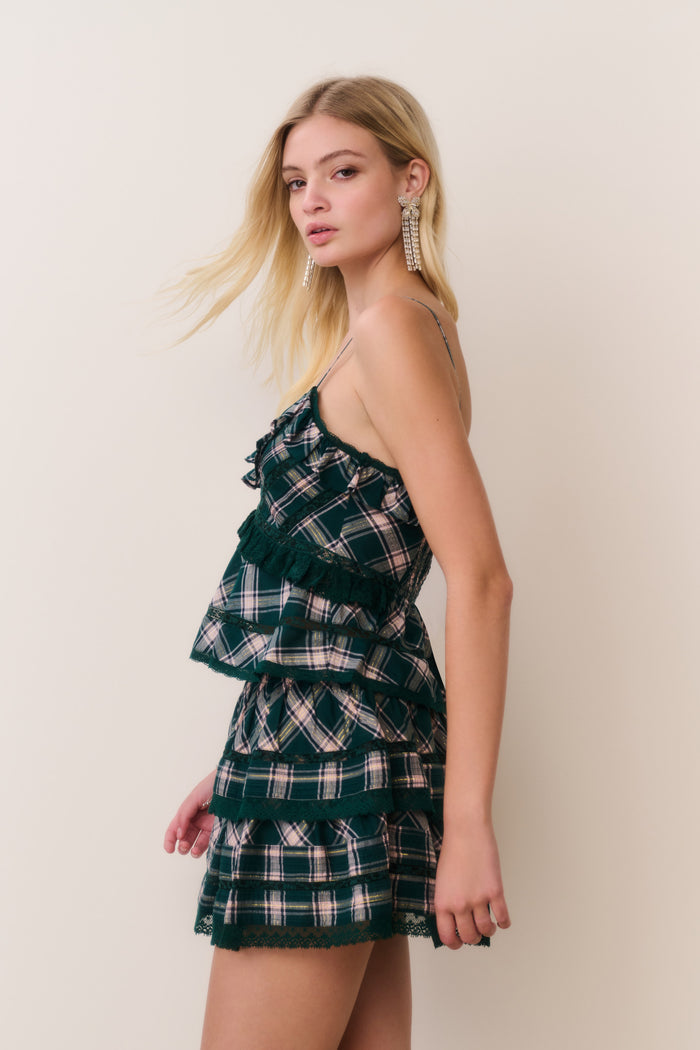 Sormina Tartan Cotton Top - MISTLETOE KISS