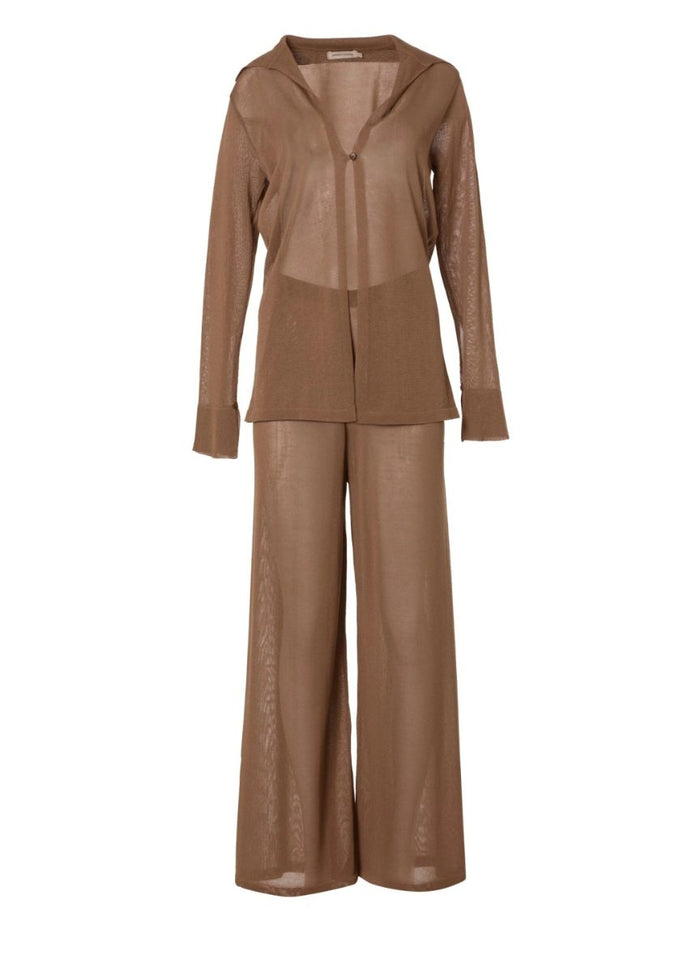 Set Stefania Frangista Spirit Knit Shirt/Pants Set Brown Apoella