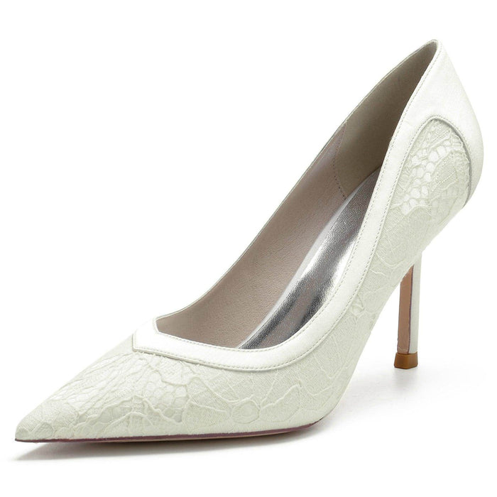 Stiletto Heel 8.5cm Silk-Like Lace Shoes CK0143 - COCOMELODY