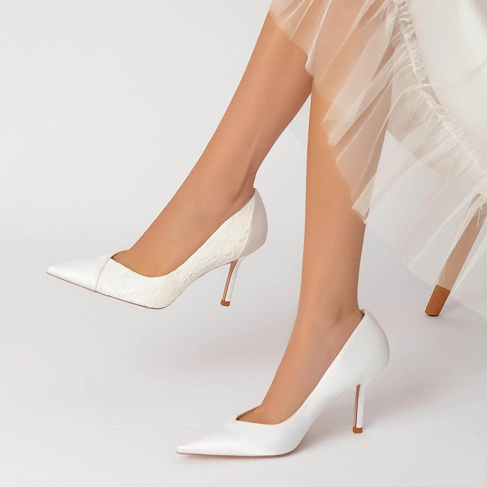 Stiletto Heel 8.5cm Silk-Like Lace Shoes CK0144 - COCOMELODY