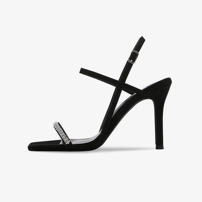 Stiletto sandals rhinestone buckle heels 662367759355 - COCOMELODY