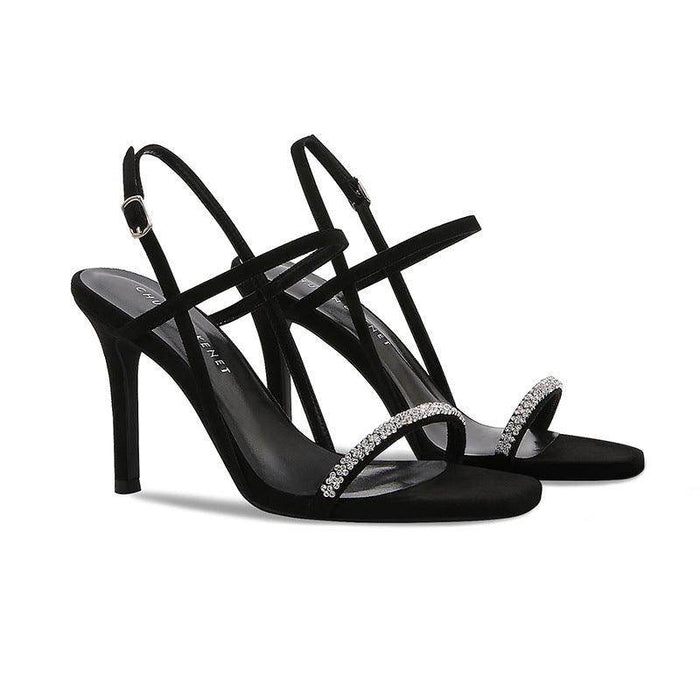 Stiletto sandals rhinestone buckle heels 662367759355 - COCOMELODY