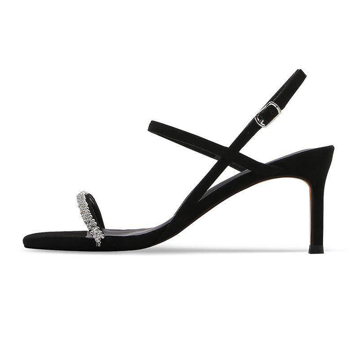 Stiletto sandals rhinestone buckle heels 662367759355 - COCOMELODY