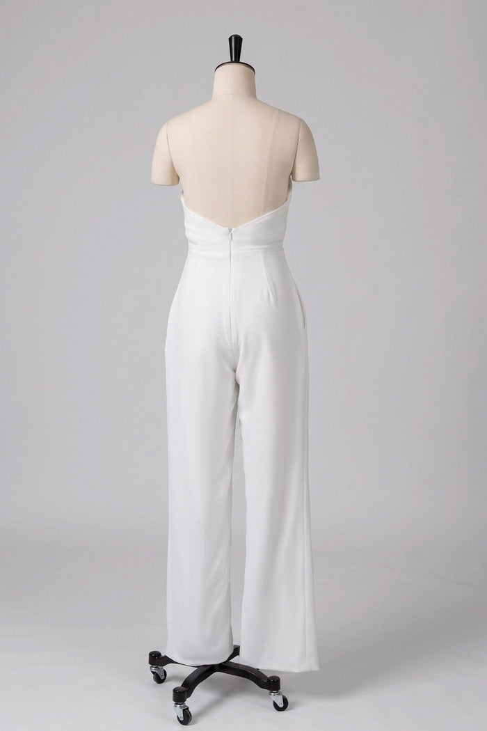 Strapless Floor Length Elastic Cloth Wedding Jumpsuit CW3570