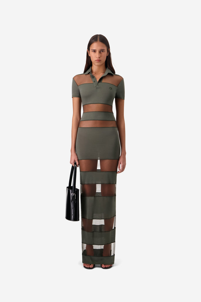 Striped Sheer Polo Dress