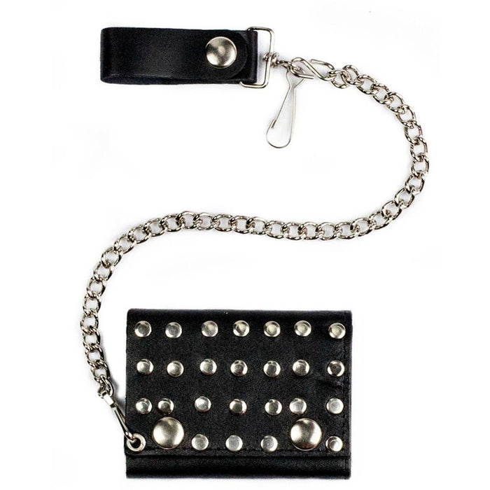 Studded Tri-Fold Chain Wallet
